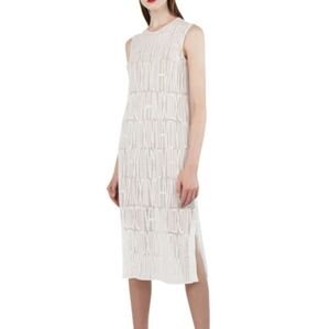 Akris Jacquard Knit White Sleeveless Maxi/Midi Dress Medium